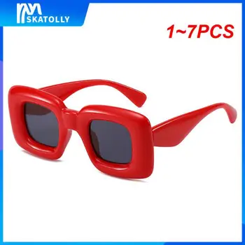 1 ~ 7ШТ Ретро Y2K Квадратные Женские Солнцезащитные очки ярких цветов оттенков UV400, модный бренд, Дизайнерские Мужские Красные, Желтые, Уникальные Солнцезащитные очки, широкие