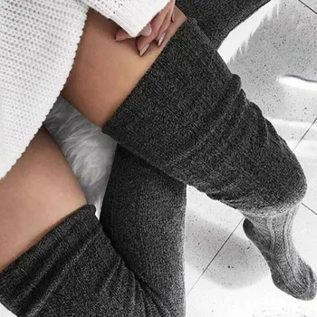 1 пара теплых и стильных вязаных носков выше колена для женщин - опрятные теплые зимние носки высокого качества из утолщенного материала