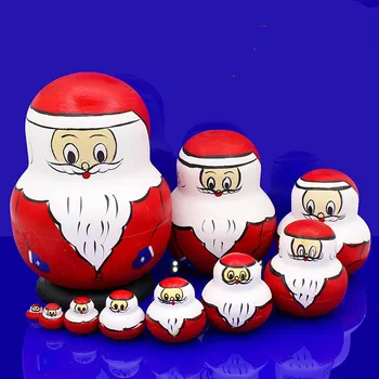 10 шт./компл. Санта Клаус, русские матрешки, игрушки-скворечники, деревянные игрушки ручной работы для детей, подарки для девочек, домашний декор