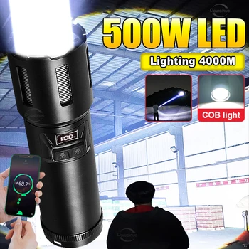 19000000LM 500 Вт Мощные светодиодные фонари Телескопический зум 4000 М USB перезаряжаемый тактический фонарик Сверхмощная лампа-факел