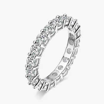 2,2 Карата Муассанита толщиной 3 мм, кольцо с бриллиантом в полный круг из стерлингового серебра 925 пробы, пройти тест на бриллианты для женщин, свадебные изысканные украшения