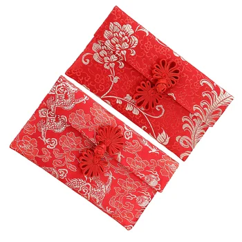 2 шт, Тканевая Красная сумка-конверт, свадебная подарочная карта, традиционные узоры, Пакетное ремесло, китайский держатель для денег, Шикарная парча