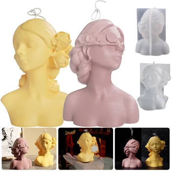2023 3D Свеча Силиконовая форма Статуя девушки Гипсовая технологическая форма Силиконовые формы для поделок Принадлежности для изготовления 3D свечей Оптом