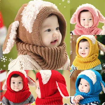 2023 Милые детские шапочки с овечками для мальчиков и девочек, зимние вязаные крючком Теплые шапочки для малышей, шапки-шарфы, детская шапочка-ушанка с капюшоном
