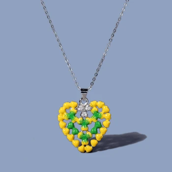 2024 Новое женское ожерелье в форме сердца, желто-зеленый кулон, ожерелье, цепочка для ключиц, женские украшения с эмалью ручной работы, женские украшения
