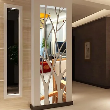 3D Акриловая зеркальная наклейка на стену, наклейка на дерево, наклейка на стену с зеркальной поверхностью DIY Art для ТВ-фона, декора дома, гостиной, спальни