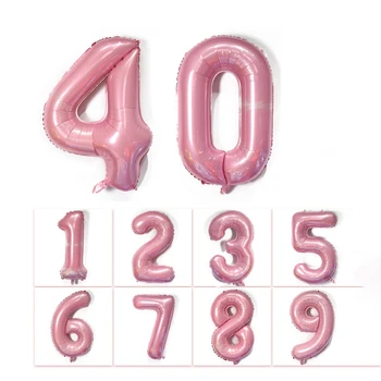 40-дюймовый Воздушный шар с номером из розовой фольги Macaron, 1-й День Рождения, Детский Душ, Свадебные украшения, Цифровой воздух