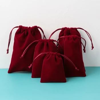 5 шт. Мешочки для ювелирных изделий Бархатный шнурок 10X15 Роскошная маленькая ювелирная сумка для вечеринки, свадьбы, Рождественского подарка, упаковочный пакет для кулона