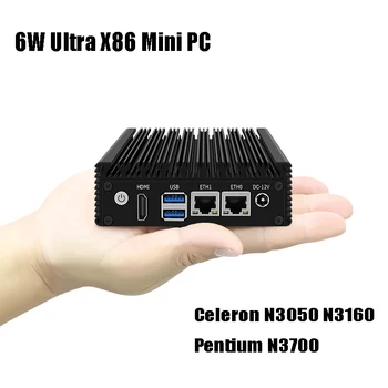 6 Вт Ультра X86 Безвентиляторный Мини-ПК Pentium N3700 Celeron N3160 N3050 Четырехъядерный Промышленный компьютер Pocket PC GPIO Dual LAN 2xUSB3.0