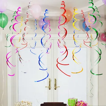 6шт многоцветный дешевый сверкающий спиральный декоративный свадебный наряд воздушный шар лента серпантин многоцветное украшение ленты