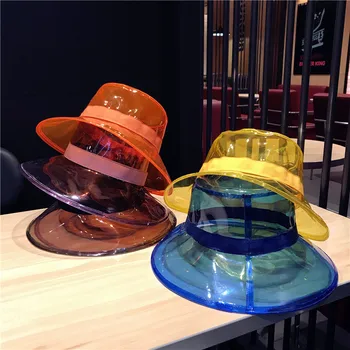 axi-01807 Европейские показы мод, мужские и женские фетровые шляпы серии Transparent jelly, шляпа для отдыха из полиэстера, шляпа для отдыха