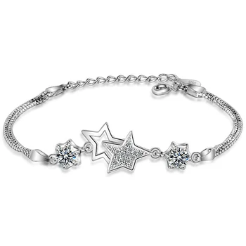 KOFSAC Модные браслеты из стерлингового серебра 925 пробы для женщин, для вечеринки в честь Дня рождения, Очаровательная Звезда, Роскошный браслет с кристаллами CZ, ювелирные подарки