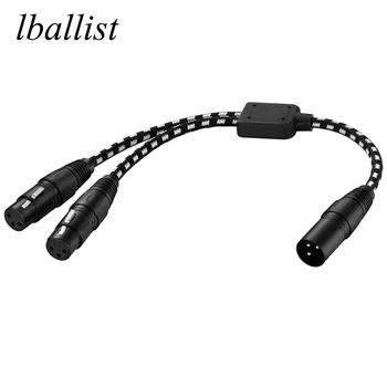 lballist 50 см Плетеный XLR штекер к двойной розетке 3pin Y-образный кабель-разветвитель двойной (фольга + оплетка) Экранированный для микрофонного микшерного усилителя