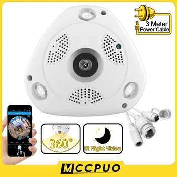 Mccpuo 5-Мегапиксельная Панорамная WIFI Камера 360 ° Fisheye VR Домашнего Наблюдения IP-Камера Обнаружения Движения Сигнализация ИК Ночного Видения V380