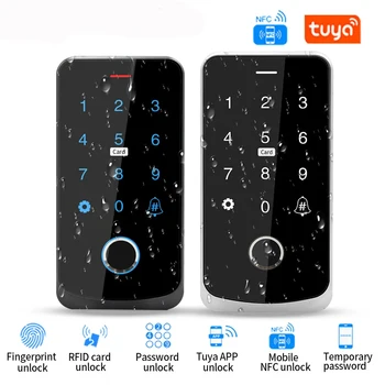 NFC Bluetooth Tuya App RFID IC M1 Клавиатура контроля доступа IP65 Водонепроницаемый Биометрический контроллер доступа с сенсорным экраном по отпечаткам пальцев