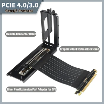 Riser Black PCI-E 4.0 3.0 Riser Cable Видеокарта ATX PCI Express 16x Extender GPU Riser Cable Gen3/4 Вертикальное Основание Держателя графического процессора