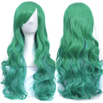 Soowee Омбре Зеленые Женские Волосы Высокотемпературные Волокнистые Парики Из Синтетических Волос Косплей Парик Головной Убор