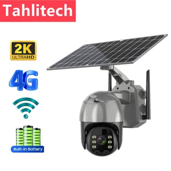 Tahlitech 4MP Солнечная WIFI PTZ IP-Камера С Солнечной Панелью Заряжаемая Камера Открытый Двусторонний Разговор Цветная Камера Обнаружения Движения Ночного Видения