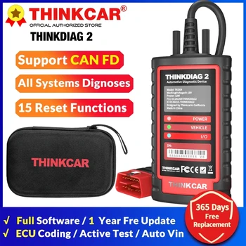 THINKCAR ThinkDiag 2 Для всей системы, полное программное обеспечение, диагностический инструмент OBD2, бесплатный протокол CANFD, 15 сбросов активного теста, сканер кодирования ECU