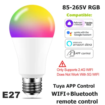 Tuya WiFi Smart LED Лампа Накаливания 15 Вт 85-265 В E27 7 Цветов RGB Bluetooth И RF Пульт Дистанционного Управления Alexa Google Home Assistant Голосовое Управление