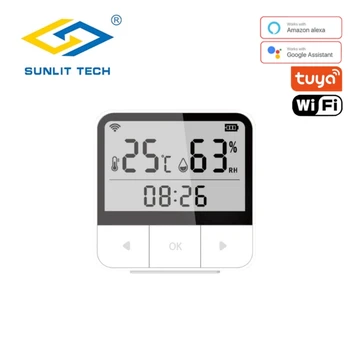 Tuya WiFi Датчик температуры влажности Приложение с питанием от батареи Уведомление в режиме реального времени Комплект беспроводной автоматизации для умного дома Tuya