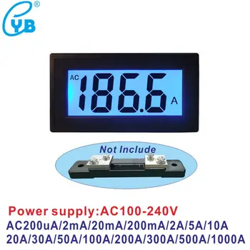 YB5135DB ЖК-Цифровой амперметр переменного тока Измеритель тока Источник питания AC100-240V 220V AC 200mA 2A 10A 50A 100A 300A 500A 1000A 75mV Ампер