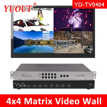 YUOUT YDTV0404 Контроллер видеостены HDMI 2x2 Устройство для соединения матриц HDMI HDMI matrix 4x4 стена для соединения видео HDMI 2X2