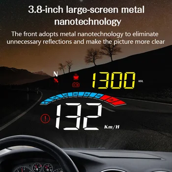 Автомобильный головной дисплей GPS, проектор HUD на лобовом стекле с часами контроля скорости, предупреждение о превышении скорости, измерение пробега, температура воды