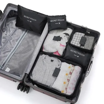 Большой чемодан из 6 предметов, дорожная сумка для одежды, подходящая упаковка, коробка для обуви, набор кубиков для гардероба,