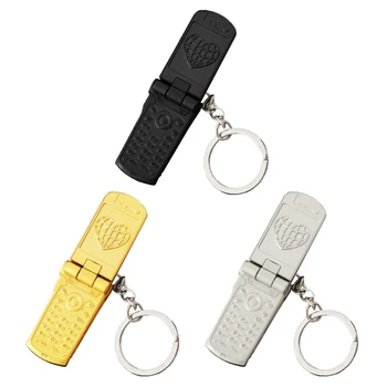 Брелок для ключей в виде портативного телефона Mini 4 см, фигурка-шарм для мобильного телефона, игрушка, складная крышка, поворотные кольца для ключей