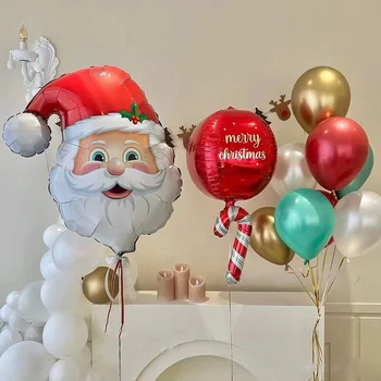 Веселого Рождества, олени, Санта-Клаус, Тростниковые конфеты, воздушный шар из фольги, Новогодний Зелено-красный шар, Рождественская вечеринка, Надувной декор фестиваля