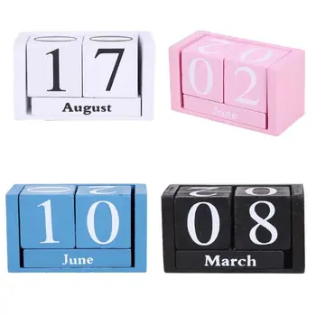 Винтажный деревянный календарь с вечными блоками, отображающий месяц и дату на рабочем столе Acce
