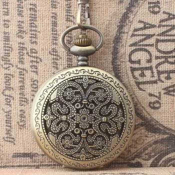 Дворцовый цветок Стимпанк Классические карманные часы с бронзовым скелетом и белым римским циферблатом, карманные часы с откидной крышкой, подарок оптом