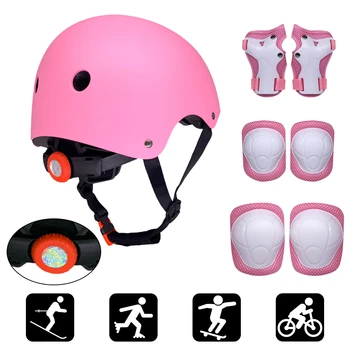 Детский комплект шлемов и накладок 7 в 1, регулируемые детские наколенники, налокотники, защита запястий для скутера, скейтборда, роликовых коньков, велоспорта