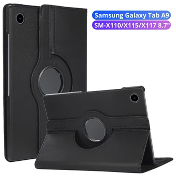 Для Samsung Galaxy Tab A9 Чехол 8,7 дюймов 2023 SM-X110 SM-X115 SM-X117 Вращающаяся на 360 Градусов Крышка для Samsung Galaxy Tab A9 Чехол для планшета