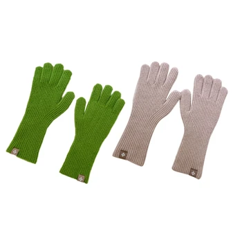 Зимние перчатки для сенсорного экрана, трикотажные перчатки с эластичными манжетами, перчатки для мужчин и женщин