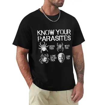 Знай своих паразитов, тик Байден (на спине) Футболка, изготовленная на заказ футболка, блузка, изготовленные на заказ футболки, создайте свою собственную мужскую одежду
