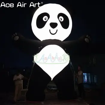 Индивидуальный рекламный надувной продукт мультфильм для наружного использования со светодиодной подсветкой гигантская надувная панда