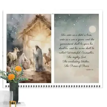 Календарь Иисуса Христа на 2024 год Календарь с Плакатом Иисуса Вдохновляющий Настенный Художественный Календарь на тему Иисуса Планировщик на 12 Месяцев Календарь