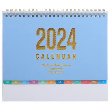 Календарь на 2024 год, план ежемесячной регистрации на рабочем столе (белая бумажная рамка, красная 2024), Офисный флип для