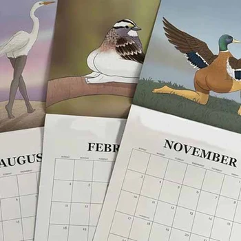 Календарь Чрезвычайно Точных Птиц Настенный Календарь Январь 2024 - декабрь 2024,12 Ежемесячный Календарь Птиц Подвесной Планировщик Прочный