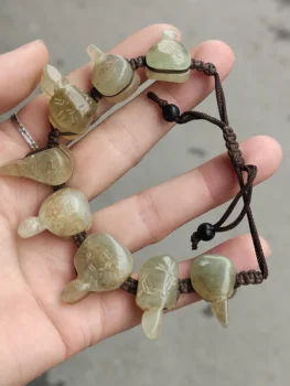 Китайский браслет из натурального нефрита в виде черепахи ручной работы, высококачественный подарок для мужчин
