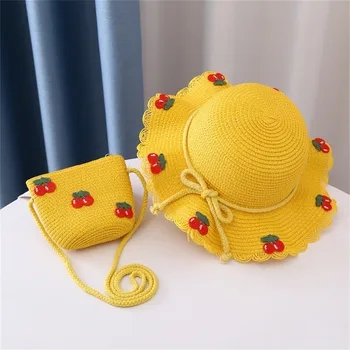 Комплект шляп-сумок, тканые широкополые шляпы, солнцезащитные кепки для девочек, зимняя шапка, кепка для чулок для малышей, детские перчатки и комплект шляп для малышей