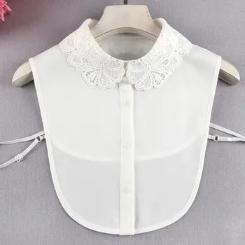 Модный шифоновый Белый искусственный воротник для женщин, женская рубашка, ложный воротник, женский свитер со съемным воротником, платье, рубашка, блузка, топ