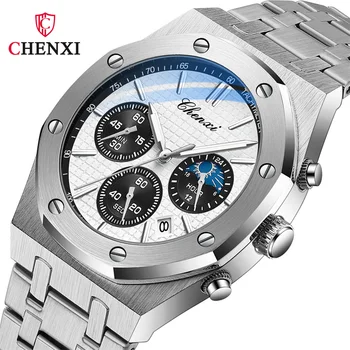 Мужские наручные часы CHENXI, водонепроницаемые часы с хронографом, лучший бренд класса люкс, армейские часы из нержавеющей стали, спортивные Деловые мужские часы 948