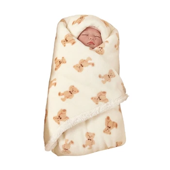 Мультяшное одеяло для новорожденных 75x100 см, утолщенные фланелевые флисовые пеленки, теплые одеяла для ребенка в прохладные месяцы 066B