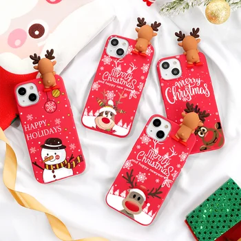 Мультяшный Чехол Merry Christmas Для Xiaomi Redmi Note 11 10 9S 9C NFC 9 8 8T 7 9A Lite NE Pro Новогодний Прекрасный Чехол с 3D Куклой Оленем