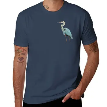 Новая футболка Great Blue Heron, одежда в стиле хиппи, рубашка с животным принтом для мальчиков, однотонные черные футболки для мужчин