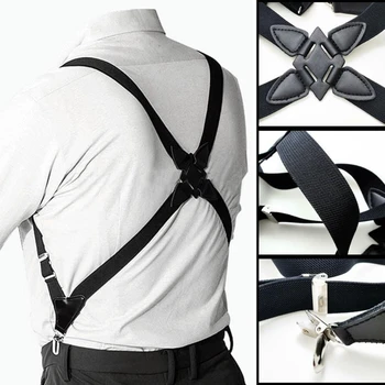 Новые мужские подтяжки, регулируемые подтяжки, зажим для рубашки сзади, эластичный пояс для подтяжек, подтяжки для брюк, плечевой ремень для мужчин и женщин