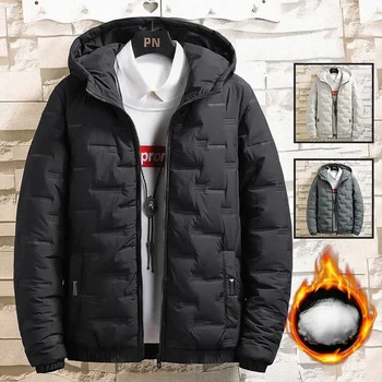 Новый модный тренд, толстая теплая куртка с капюшоном на хлопковой подкладке, осенне-зимнее мужское повседневное свободное удобное пальто большого размера